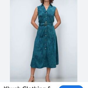Khush teal green sleeveless midi dress size small